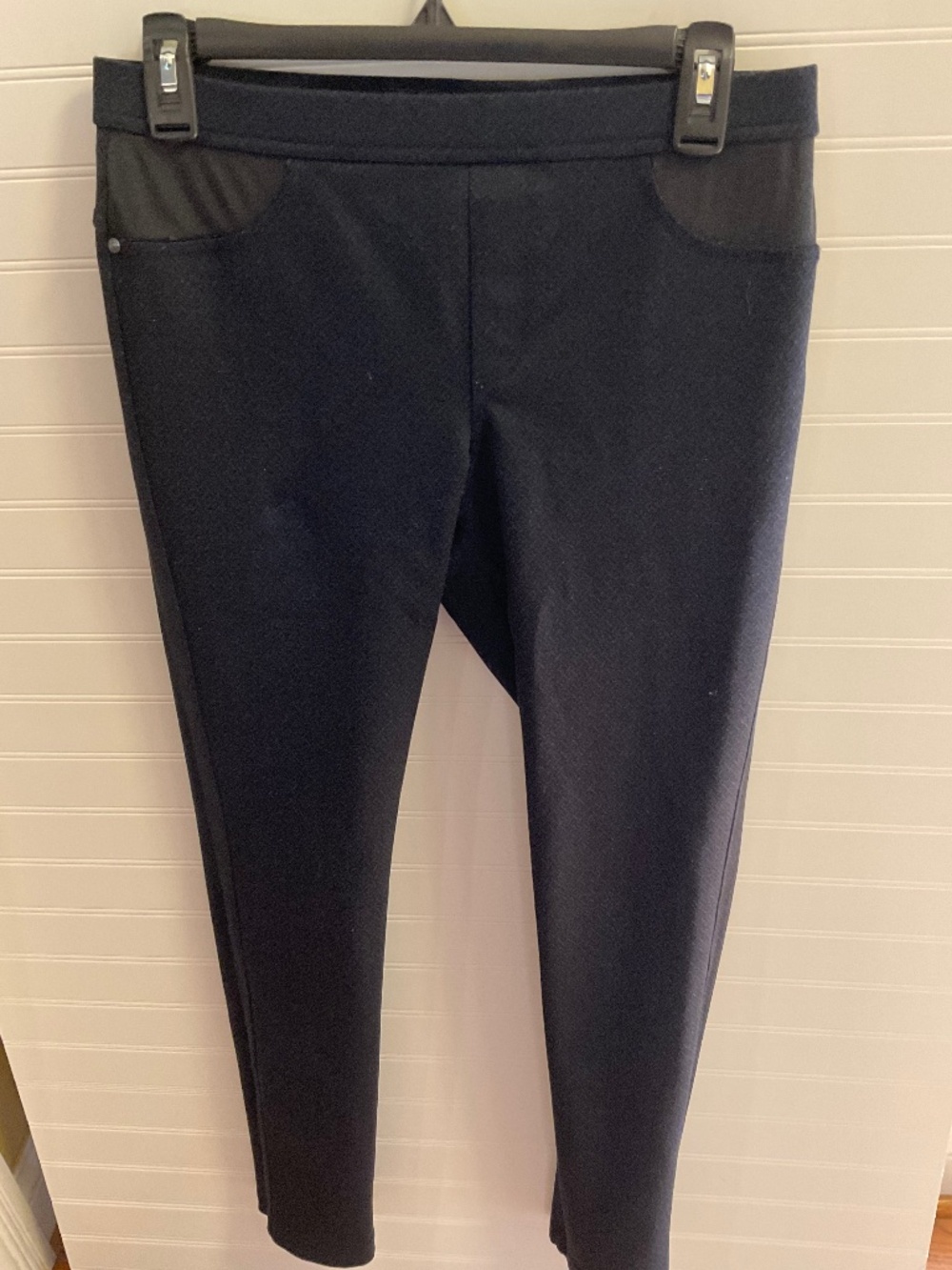 DKNY Jeans Navy Blue Patterened Pull On Ponte Skinny Pants Leggings S